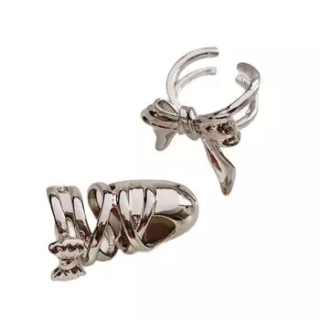 2 шт. Уникальные кольца для ногтей с бантиком, Ювелирные изделия, Элегантные кольца в форме бантика, Аксессуар, Персонализированные кольца для пальцев для законодателя моды