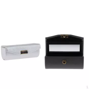 2 шт. уникальный дизайн кожаный чехол-держатель коробка для хранения зеркало кошелек карман темно-серый серебристый
