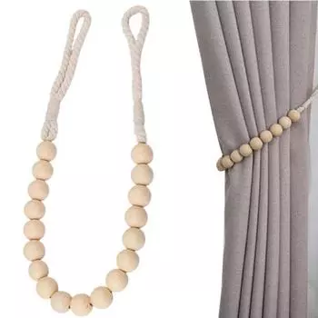 2 шт. уникальный зажим для штор, многоразовый, удобный для крепления, простой стиль, деревянные бусины, держатель для драпировки, домашний декор