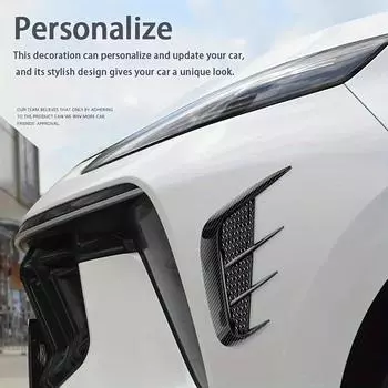 2 шт. Универсальная автомобильная накладка на впускное отверстие для крыла, капота, отделка из углеродного волокна, боковые наклейки на крылья, наклейка на вентиляцию жабр акулы