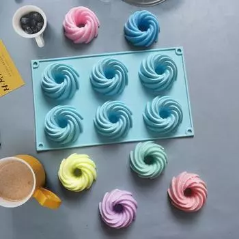 2 шт., универсальная форма для торта, 6 сеток, силиконовая форма для выпечки, антипригарная многоразовая форма для кексов, пончиков, десертов для домашней кухни зелёный