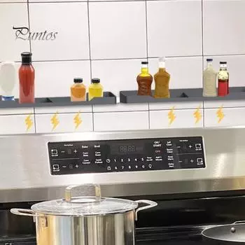 2 шт. Универсальная магнитная полка для специй на плиту, термостойкая, нескользящая, многоразовая, легко моющаяся, органайзер для плиты, полка над плитой 1 Pair чёрный