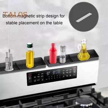 2 шт. Универсальная магнитная полка для специй на плиту, термостойкая, нескользящая, многоразовая, легко моющаяся, органайзер для плиты, полка над плитой 1 Pair чёрный
