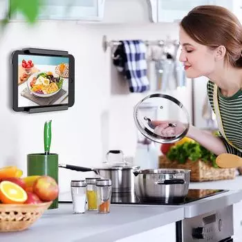 2 шт. Универсальная настенная подставка для планшета, держатель для телефона, фиксируемый с помощью клея/винта, настенное крепление для планшета для iPad/iPhone/Kindle E-Reader чёрный