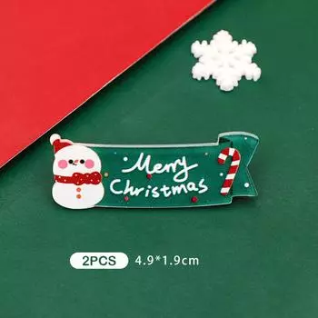 2 шт. универсальная рождественская заколка для волос для женщин и девочек, милая заколка для волос в виде снеговика, Санта-Клауса, мультяшная заколка Kawaii, рождественские подарки