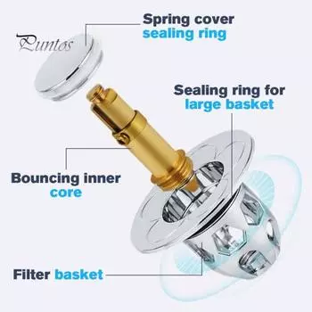 2 шт. Универсальная заглушка для слива раковины, улавливатель волос, полированная поверхность, устойчивая к коррозии, антизасоряющая заглушка для слива воды в раковину 2pcs серебряный