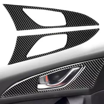 2 шт. универсальные наклейки для внутренней дверной ручки автомобиля, внешняя рамка для Mazda 3 Axela чёрный