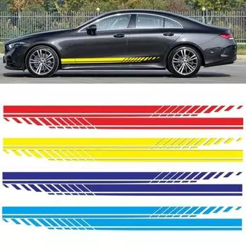 2 шт. универсальные наклейки на боковые стороны автомобиля, многоцветные гоночные полосы, графические наклейки для бездорожья Light blue