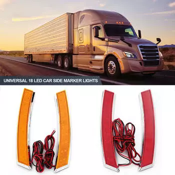 2 шт. Универсальный 18-светодиодный автомобильный боковой габаритный фонарь на колесе, клейкая пластиковая оболочка, указатель поворота, автомобильный передний бампер, фары DRL красный