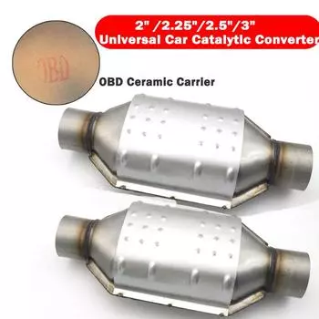 2 шт. Универсальный 2 / 2,25 / 2,5 /3 OBD керамический субстрат каталитический нейтрализатор с высоким расходом из нержавеющей стали 400 CELL автомобильные аксессуары