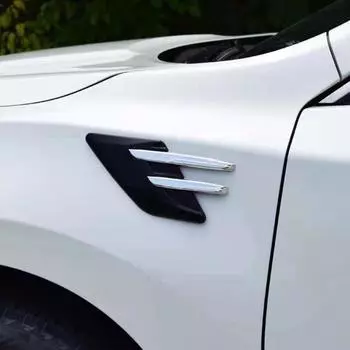 2 шт. Универсальный карбоновый автомобильный боковой воздухозаборник, решетка акулы, вентиляционное отверстие, крышка крыла, 3D-наклейка, декоративная отделка кузова, доступ для стайлинга автомобиля серебряный