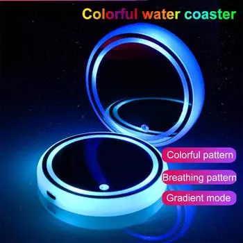 2 шт. Универсальный светодиодный автомобильный подстаканник, нижняя накладка, светодиодная подсветка, отделка, атмосферная лампа, противоскользящий коврик, красочная подставка под стакан Color
