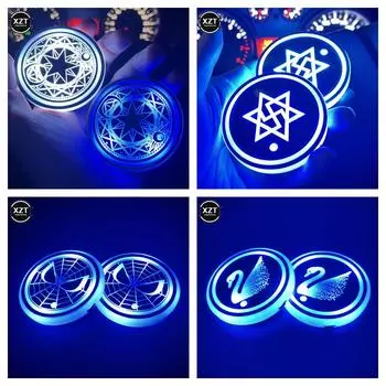 2 шт. Универсальный светящийся автомобильный держатель для стакана с водой, 13 цветов, зарядка через USB, светодиодный декор для салона автомобиля, атмосферная подсветка