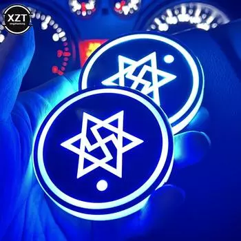 2 шт. универсальный светящийся автомобильный держатель для чашки с водой, 7 цветов, зарядка через USB, светодиодный светильник для украшения салона автомобиля, атмосферный свет, подстаканник