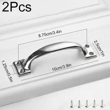 2 шт./уп. Нержавеющая сталь Серебристая ручка Фурнитура Пуль 3/4/5/6 дюймов Гараж Сделай сам Дверной замок Мебельная ручка В форме банта