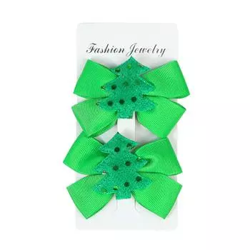 2 шт./уп. Рождественская елка Санта Снежинка Бант Заколки для волос Малышка Милые заколки Бутик Детские аксессуары для волос для вечеринки Подарок
