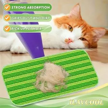 2 шт./упак., салфетки для швабры Swiffer Wet Jet из микрофибры — многоразовые, с высокой степенью впитываемости, для сбора шерсти домашних животных, с захватами для пыли и грязи, аксессуары для уборки 2pcs 30x14cm фиолетовый