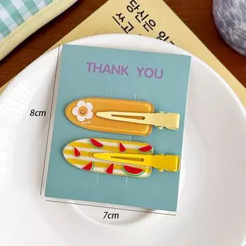 2 шт./упак. заколка для волос конфетного цвета, летняя заколка для волос без залома, акриловая заколка для волос, боковой зажим для волос для девочек, аксессуары для волос A1