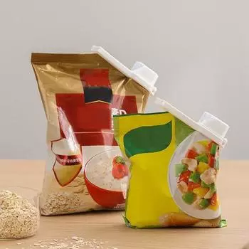 2 шт., уплотнительный зажим с крышкой, длинный влагонепроницаемый мешок для хранения продуктов, закусок, хлеба, уплотнительный зажим, герметик, кухонные принадлежности 2pcs белый