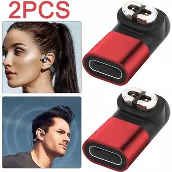 2 шт. USB C адаптер зарядное устройство конвертер для AfterShokz OpenComm ASC100SG/C102 (красный)