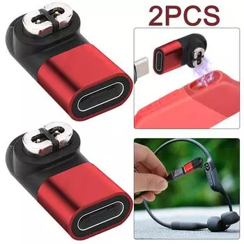 2 шт. USB C адаптер зарядное устройство конвертер для AfterShokz OpenComm ASC100SG/C102 (красный)