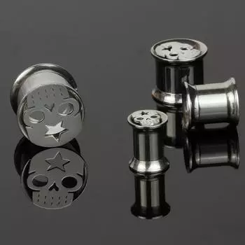 2 шт., ушные манометры из нержавеющей стали, ушные туннели, голова призрака, полые внутренние зубы, расширитель для ушей, ювелирные изделия, расширитель для ушей, ювелирные изделия для пирсинга 6mm