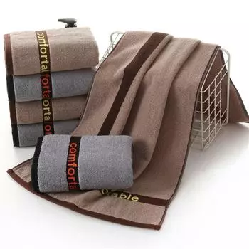 2 шт. утолщенное мужское вышитое банное полотенце 34x74 см парное полотенце для душа хлопковое полотенце для лица для взрослых серый