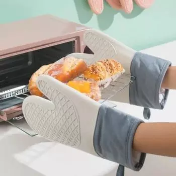 2 шт. утолщенные силиконовые перчатки для духовки, теплоизоляционные перчатки для приготовления пищи в микроволновой печи, нескользящие захваты, держатели для кастрюль, кухонный инструмент для выпечки