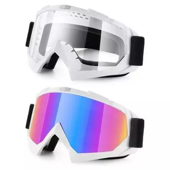 2 шт. Велоочки - Ветрозащитные очки для мотокросса для мужчин/женщин, мотоциклетные лыжные очки белый