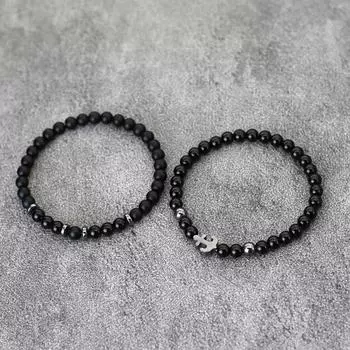 2 шт. Винтаж 4 мм тигровый глаз голубой бирюзовый двойной слой нити мужской женский якорь бисерный браслет сложенный пара запястье подарки синий