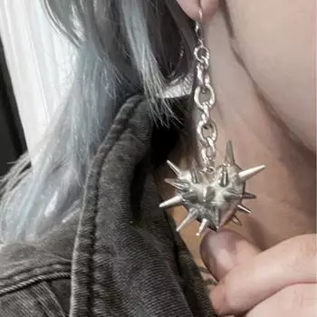 2 шт. Винтажная цепочка с шипами в форме сердца Geomrtry Gothic Fashion Alloy Silver Color Серьги-подвески для женщин Подарок на вечеринку серебряный