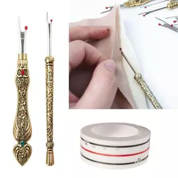 2 шт. Винтажные металлические вспарыватели швов и наборы швейных лент с эргономичной ручкой Удобные вспарыватели швов Удалитель ниток серебряный
