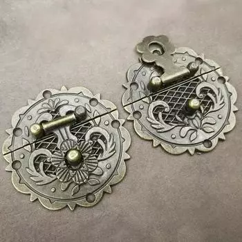 2 шт. Винтажный металлический замок-защелка для шкатулки для драгоценностей, блокнота, подарочной коробки - Античная бронза, цинковый сплав, застежка с пружиной и штифтом 2pcs латунный