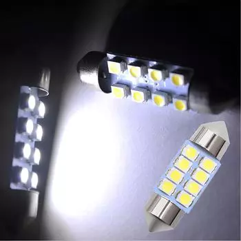 2 шт. Внутренний светильник для чтения T10 31 мм 39 мм 41 мм DC12V Белый 8SMD Дверь Двойной Острый Задний Багажник Лампа Потолочный Автомобильный Водонепроницаемый Противотуманный 2PCS 39mm белый