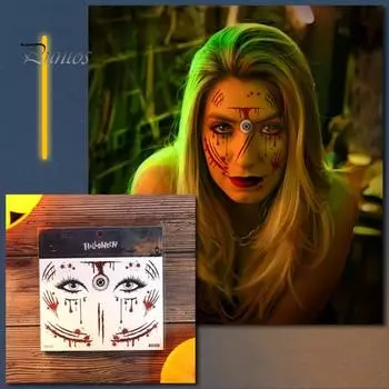 2 шт. Временные татуировки на Хэллоуин, реалистичные татуировки в виде паутины и шрама для лица, аксессуары для костюмов на Хэллоуин A