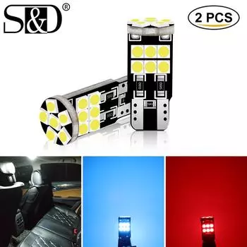 2 шт. W5W T10 светодиодные лампы Canbus 3030 18SMD 194 168 светодиодные карты салона автомобиля купольные фонари парковочные огни авто сигнальная лампа 12 В 6000 К красный