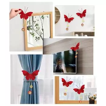 2 шт. в китайском стиле красная свадебная бабочка подвесные поделки Спальня Гостиная Настенный декор Diy вечерние свадебные принадлежности красный