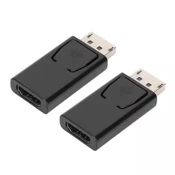 2 шт. в упаковке, черный адаптер-конвертер Display Port DP Male to HDMI Female для ПК-ноутбуков