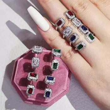 2 шт. в упаковке, много новых модных наборных колец из стерлингового серебра 925 пробы, модное кольцо для женщин, подарок на День святого Валентина, R6864 Resizable