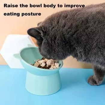 2 шт. в упаковке, приподнятая миска для кошек, наклоненная на 15 градусов, пластиковая приподнятая кормушка для домашних животных, вода, против рвоты синий/розовый