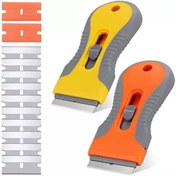 2 шт. в упаковке скребок для керамической плиты с 12 сменными лезвиями для духовки, окна, индукционной варочной панели, наклейки для рисования стекла, этикетки, зеркала для окон