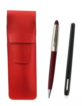 2 шт. в упаковке тонкий пенал из коровьей кожи красный ластик черный и нео женский ретро механический карандаш набор в форме ручки D-700 ASRMC46B-700S-2