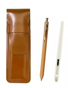 2 шт. в упаковке, тонкий пенал из коровьей кожи, коричневый ластик в форме ручки, белый и древесный порошок, механический карандаш ASCMC46W-FB116-2
