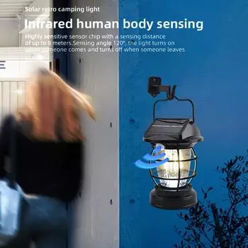 2 шт. в упаковке, винтажный солнечный фонарь для кемпинга, перезаряжаемый, с двумя панелями, подвесной, работающий на солнечной энергии, уличный светильник 2Pack
