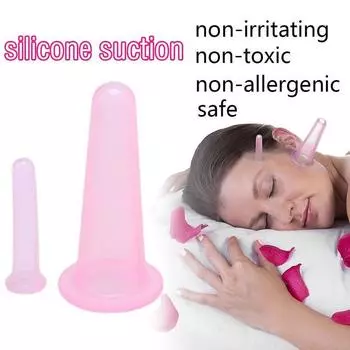 2 шт. вакуумные банки, медицинская чашка, силиконовый вакуумный массажер для тела, лица, спины розовый