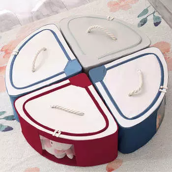 2 шт. веерообразный угловой ящик для хранения из ткани Оксфорд с переносными ящиками для хранения домашней одежды и одеял Fan Small / 38*38*23