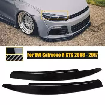 2 шт. веки для VW Scirocco R GTS 2008-2017, передняя фара, лампа для бровей, крышка, наклейка, обвес, комплект автомобильных аксессуаров чёрный