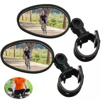 2 шт. велосипедное зеркало, регулируемое на 360 градусов, вращающееся зеркало на руль, универсальное овальное велосипедное зеркало, широкоугольное, противоударное 2PCS чёрный