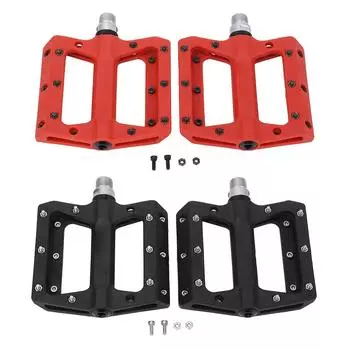 2 шт. велосипедные педали двухсторонние противоскользящие гвозди легкие нейлоновые высокоскоростные подшипники набор велосипедных педалей Black
