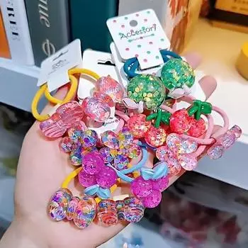 2 шт., веревка для волос с блестками и цветком для девочек, принцесса, блестящий бант, милая резинка